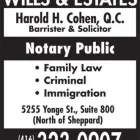 Entreprises 1 image THE LAW OFFICE OF HAROLD H. COHEN, Q.C., J.D. Legal & Financial Services dans North York ON