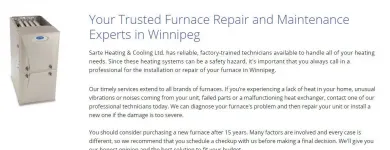 Entreprises 1 image SARTE HEATING & COOLING LTD Real Estate & Home Improvement dans Winnipeg MB